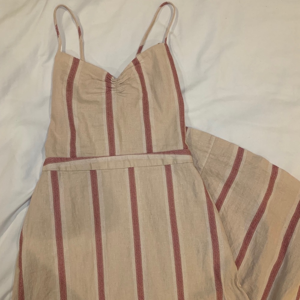 Striped neutral midi dress